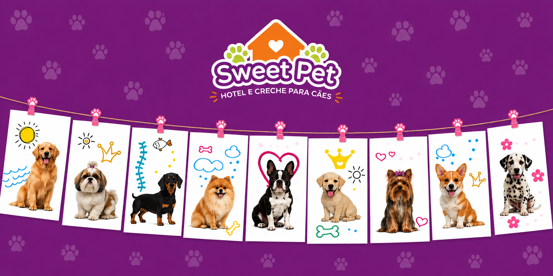 Sweet Pet — varal de fotos com dogs hospedados